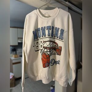 Anthropologie Cream Graphic Crewneck Sweater